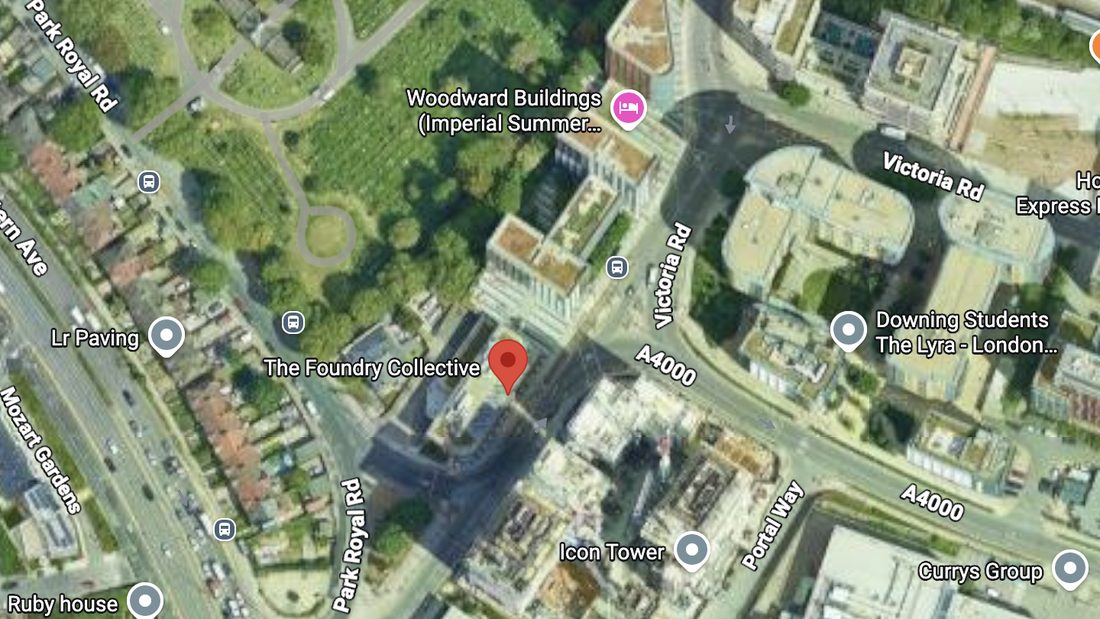 Map showing The Foundry Collective, North Acton